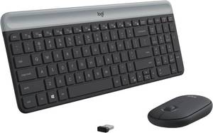 lot 23012 image: Logitech MK470 Slim Wireless Keyboard and Mouse Combo - Modern Compact Layout, Ultra Quiet, 2.4 GHz USB Receiver, Plug n Play Connectivity, Compatible with Windows - Graphite