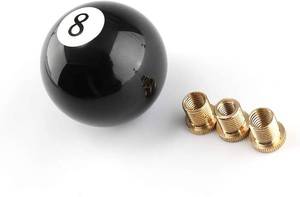 lot 23023 image: Top10 Racing 8 Ball Billiard Black Round Shift Knob Acrylic Gear Shift Knob with 3 Adapters Universal Fit for Manual Car M 8  1.25, M 10  1.25, M 10  1.5, M 12  1.25