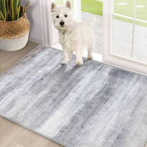 lot 23030 image: COMSLE Door Mat, Front Door Mat Indoor for Entrance Faux Wool Absorbent Non Slip Modern Throw Rug for Entryway Hallway Muddy Paws - Pet Friendly, 32x48 Inches,Brown Machine Washable