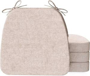 lot 23032 image: AAAAAcessories D-Shaped Chair Cushions, 2 Thick Dining Chair Pads with Ties and Removable, Machine-Washable Cover, 17 x 16, Set of 4, Oatmeal Beige