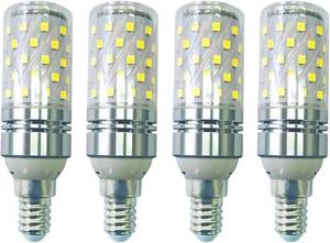 lot 23033 image: 12W E14 LED Candelabra Light Bulb,E14 Base Corn Bulb,100 Watt Equivalent Chandelier Bulbs Daylight White 6000K,AC85-265V 1400LM Lights Bright White(Silver) 4Pack