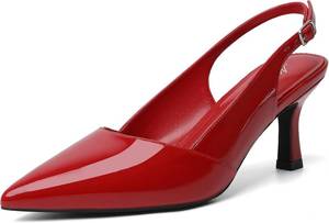lot 23036 image: Mostrin Kitten Heels for Women Slingback Pointed Closed Toe Heels Womens Pumps Shoes for Wedding, Party, Commuting SIZE 6 12