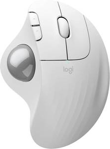 lot 23047 image: Logitech Ergo M575S Wireless Trackball Mouse, Wireless Ergonomic Mouse with Bluetooth and Encrypted Dongle, Comfortable Thumb Control, Precise and Smooth Tracking, for PCMac - Off- White Silver Ball