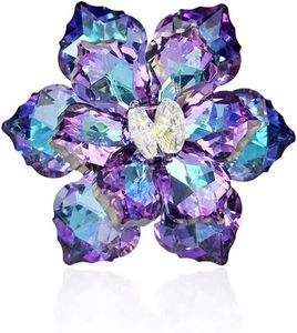 lot 23048 image: Large Crystal Flower Brooch Pin for Women Red purple pink green Rhinestone Flower Lapel Pin Wedding Party Birthday Dance Banquet Dress Suit Ceremony Clothes Hat Bag Accessories Jewelry