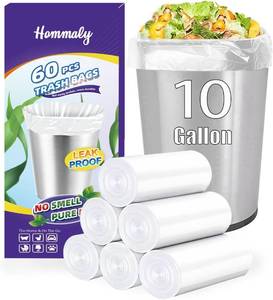 lot 23053 image: 10 Gallon 60pcs Medium Clear Trash Bags Strong Clear Garbage Bags, Bathroom Trash Can Bin Liners, Plastic Bags for Office Home Kitchen, Waste Basket Liner, Fit 30 Liter, 10 Gal(10G60-Clear)