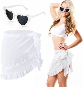 lot 23054 image: Shyyween 2 Pcs Bride to Be Swimsuit Bride Sunglasses Set Bridal Bathing Suit Heart Sunglass Bachelorette Outfits for Wedding