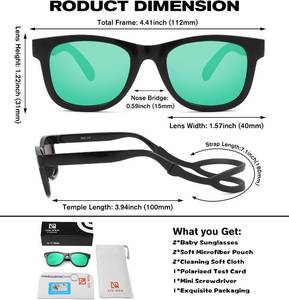 lot 23060 image: LIU WEN Polarized Baby Sunglasses with Silicon Strap - Bendable Flexible for Infant Newborn Age 0-18 Months