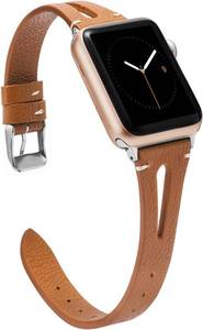 lot 23064 image: Wearlizer Brown Leather Compatible with Apple Watch Bands 38404142mm for iWatch SE Womens Mens Special Triangle Hole Straps Cool Replacement for iWatch Series 11 10 9 8 7 6 5 4 3 SEUltra 3