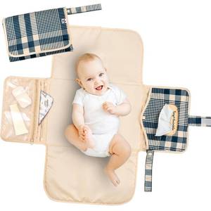 lot 23079 image: Tiny Twinkle Portable Diaper Changing Pad  Waterproof, Wipeable & Compact Baby Changing Pad for Travel  Smart Wipes Pocket & Organized Storage Newborn Shower Gift (Gingham)