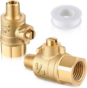 lot 23080 image: Saillong 2 Pcs 18 Male x 14 Female Test Cock and PTFE Sealant Tape for Backflow Valve, Brass Test Cock for Preventing leaks, Fits Sprinkler Backflow Preventer of 14 Female Connector