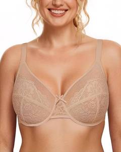 lot 23082 image: LetsJoli Minimizer Bras for Women Full Coverage Lace Bra Unlined Underwire Bras Plus Size Supportive Bras for Large Bust 38 DDD