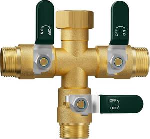 lot 23099 image: EBH Garden Hose Splitter 3 Way, Heavy Duty Solid Brass Hose Splitter with Shutoff Valves, Water Spigot Splitter With 304 Stainless Steel Handle, Full Flow Outdoor Faucet Splitter, 34 GHT Thread