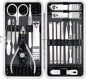 lot 23105 image: Yougai Nail Clippers Set - 18 Pcs Professional Manicure Pedicure Kit Men Women, Stainless Steel Fingernail Toenail Cutters, Nail Care Grooming Tools with Leather Travel Case
