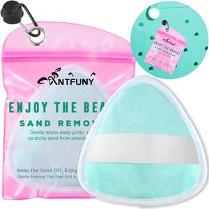 lot 23107 image: Triangle Sand Remover for Beach Sandproof Cleaner Eraser Wipe Off Mitt Duster Cup Holder Game Toy Cruise Ship Accessories Summer Vacation Must Have Hawaii Trip Essential Honeymoon Gift Family Towel