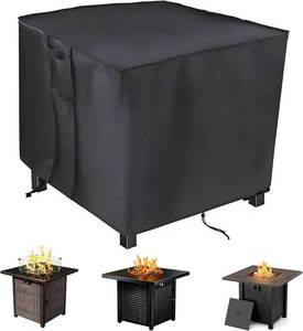 lot 23108 image: Saking Fire Pit Cover, 28 inch Firepit Covers Square Gas Fireplace Fire Pit Table Cover for Propane Fire Pit- 28 X 28 inch
