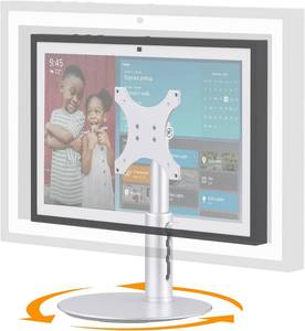 lot 23109 image: Laivli Rotating Stand for Echo Show 15 (Gen 1, Gen 2) and Show 21, Silver Aluminum Mount with Rotating Base, 4-Level Height Adjustable and Tiltable Holder, Easy Installation for Show 2115 (Rotatable)