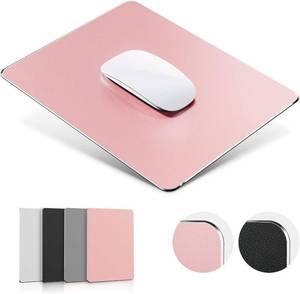lot 23110 image: HONKID Metal Aluminum Mouse Pad Pink, Office and Gaming Thin Hard Mouse Mat Double Sided Waterproof Fast and Accurate Control Mousepad for Laptop, Computer and PC,9.06x7.08,Rose Gold