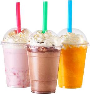 lot 23112 image: 100 Sets-16 oz. Plastic Cups With Dome Straw Slot Lids PET Crystal Clear Disposable Togo Cup BPA Free For Party Ice Cold Drinks Coffee Tea Parfait Dessert Smoothie Bubble Boba Fruit Milkshake Slush
