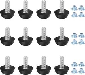 lot 23118 image: 12 Pack M6 Furniture Levelers Stainless Steel Adjustable Threaded Furniture Leg Leveling Feet, Durable Screw in Glide Levelers for Furniture Table Chair Desk (M6x15mm, with T-Nuts)