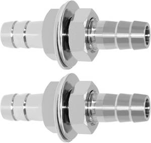 lot 23120 image: Beduan 14 Hose Barb Thru-Bulk Bulkhead Straight Hex Union Stainless Steel Fitting(Pack of 2)