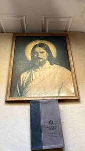 lot 4 image: Framed Jesus Christ Portrait Print with NewSpring Church Holy Bible