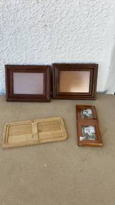lot 42 image: Wood Picture Frames and Bamboo Tray Lot