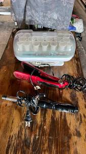 lot 79 image: Conair Hair Styling Set - Flat Iron, Curling Iron & Hot Rollers
