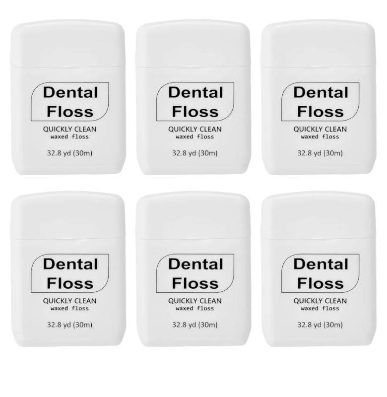 lot 37386 image: 6 Pack Mini Dental Floss, Travel Pack, 30 M Each Waxed Glide Floss Oral Care for Family Teeth Protection Effective Plaque Removal, Slides Smoothly(White) - Retail $6