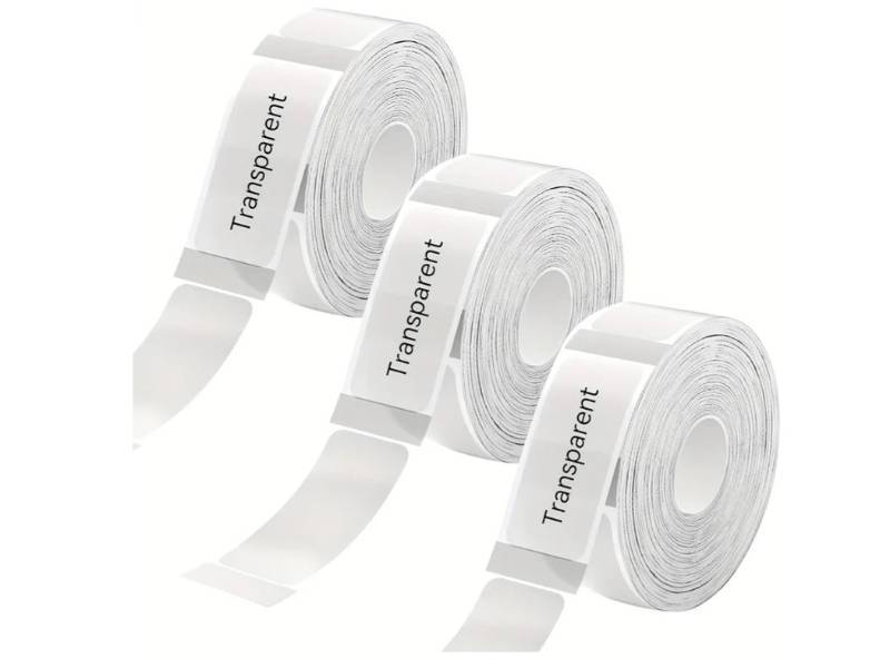 lot 37645 image: 3Rolls D30 Clear Label Tape 12mmx40mm Compatible with Phomemo D30 Label Maker Waterproof Laminated Custom Stickers Office Labels Replacement - Retail $9