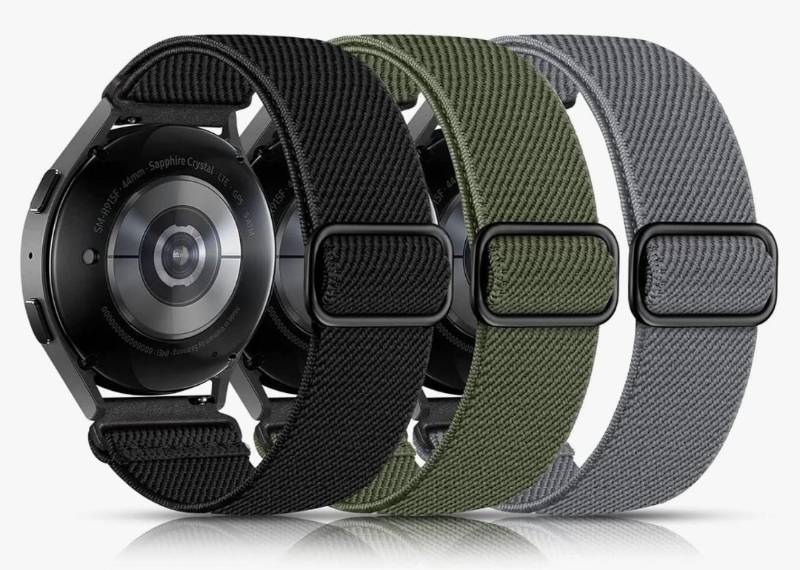 lot 37651 image: Elastic Bands Compatible with Samsung Galaxy Watch 7 6 5 4 40mm 44mmGalaxy Watch Classic 6 4 Classic 43mm 47mm 42mm 46mm5 Pro Band 45mmActive 2,3 Pack 20mm Adjustable Nylon Sport Band - Retail $8