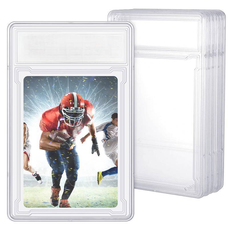 lot 37741 image: 5 Pack Card Case Holder Graded Card Slab Acrylic Baseball Cards Protectors Hard Sleeves with Label Position for Grading Baseball Football Gaming Trading Display Sports Game Collector - Retail $15