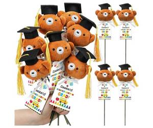 lot 46642 image: 12 Sets Kindergarten Graduation Gifts Bear Bouquet with Card Mini Graduation Bears End of The School Gifts for Kids Students 2026 Grad Party Table Decor Keepsake Photo Props Vase Filler - Retail $26