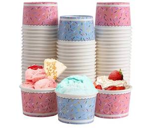 lot 46650 image: Ice Cream Bowls Disposable - 100 Count - 11 oz Paper Ice Cream Sundae Cups, Party Supplies Food Containers for Dessert Snack Frozen Yogurt Soup - Retail $25