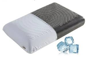lot 46657 image: Cooling Gel Memory Foam Pillow for Side, Back and Stomach Sleepers, Standard Size Cool Bed Pillow for Sleeping, Removable & Machine Washable, Light Grey. - Retail $40