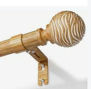 lot 46658 image: 2 Pack Wood Curtain Rods for Windows 48 to 84 Inch(4-7ft), 1 Inch Heavy Duty Curtain Rod, Adjustable Boho Decorative Curtain Rods, Easy Install, Wall Mount (Imitation Wood Grain,32-90) - Retail $30