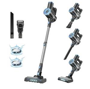 lot 46659 image: Cordless Stick Vacuum with Floor Head, Crevice Tool, Brush Attachment. VISIBLE USE, POWERS ON and WORKS. MISSING Brush Attachment. - Retail $69