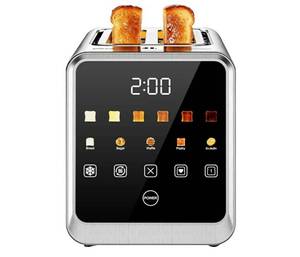 lot 46664 image: Smart Toaster 2 Slice with Touchscreen, 900W Stainless Steel Wide Slot 1.5 Inch, BreadID Tech Live Countdown Timer, Memory Function, Defrost Reheat for Bagel Waffle Bread - Retail $200
