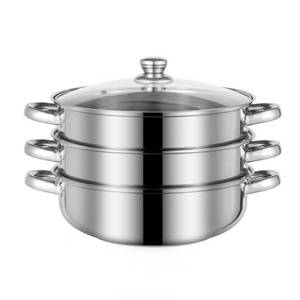 lot 46665 image: Steamer for Cooking, 5.0 Quarts Stainless Steel Steamer Pot, 3-Tier Food Steam Pots with Lid for Cooking Vegetables, Seafood, Soups, Stews and Pasta - Retail $32