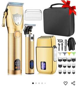 lot 46675 image: Professional Hair Clippers Trimmer for Men Electric Razor ShaversBeard TrimmerRechargeable Clippers and Trimmers Beard Trimmer Barber Kit with Travel Case Clippers for Hair Cutting Gifts - Retail $80