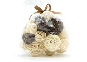 lot 46688 image: Rina 20 PCS Wicker Rattan Balls,Decorative Balls for Bowls,Vase Filler for Centerpieces,Decorative Orbs Woven Spheres,Bowl Fillers Decor(Beige Brown White) - Retail $10
