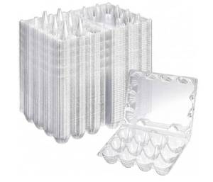 lot 46712 image: Plastic Egg Cartons Clear Egg Cartons Bulk Blank Tray for Chicken Farm Business Market Home Refrigerator Storage. 60 Count. - Retail $20