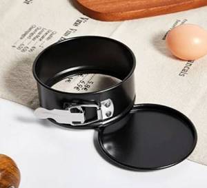 lot 46720 image: 3 Pcs 4 Inch Non Stick Springform Pan with Removable Bottom Carbon Steel Round Springform Cheesecake Pan with Stainless Steel Spring Buckles for Baking Kitchens - Retail $15