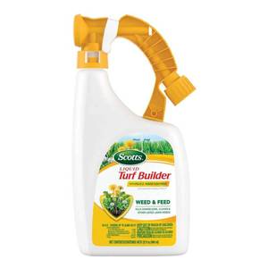 lot 46721 image: Scotts Liquid Turf Builder with Plus 2 Weed Control  32 oz.  6000 Sq. ft. - Retail $16