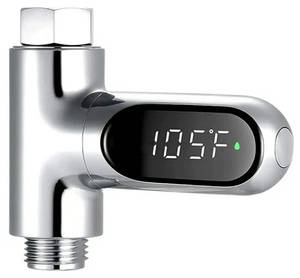 lot 46723 image: Baby Shower Thermometer, Shower Head Holder Instant-Read Fahrenheit Celsius Thermometers LED Digital Display for Baby Bath, 360°Rotating Screen Water Temperature Thermometer. - Retail $20