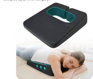 lot 46752 image: Breast Pillow for Massage Table Bolster, Massage Breast Support Wedge Pillow, Face Down Chest Pillows for Sleeping, PU Leather Prone Cushion Bolsters for Stomach Sleeper, Spa, After Surgery - Retail $50
