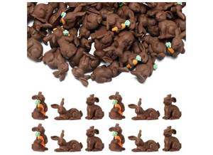 lot 46754 image: 60 Pcs Easter Mini Chocolate Bunny Decor Fake Chocolate Little Bunny Figurine Tiny Resin Rabbit Figurine Miniature Rabbit Decor for Easter DIY Craft Embellishment Basket Filler Home Decoration