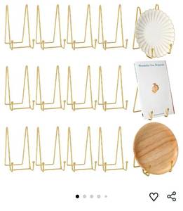 lot 46755 image: 12 Pcs Book Stands for Display Metal Picture Frame Stand Book Plate Picture Holder Easels Photo Holder for Decorative Display(6 Inch,Gold) - Retail $25