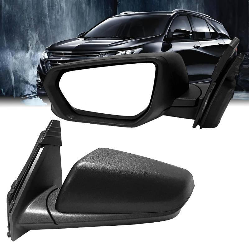lot 142174 image: Left Driver Side Mirror Compatible With 2018 2019 2020 2021 2022 2023 Chevy Equinox With Heated Glass,Manual Folding,5 PinsTextured Black Without Turn Signal Light