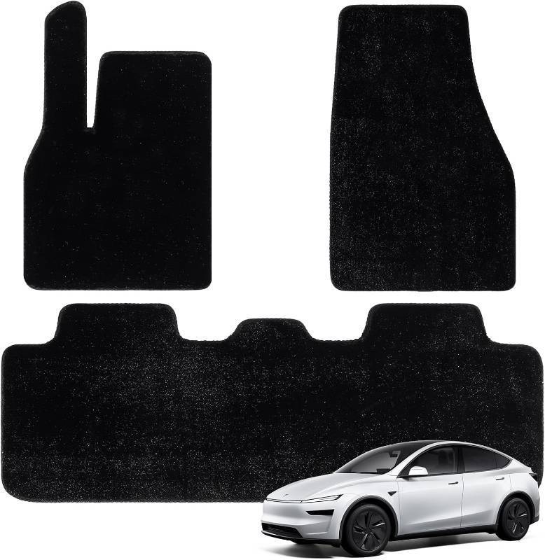 lot 142218 image: Retails for $110 Floor Mats Fits for 2025 2026 Tesla Model Y Juniper, 3PCS 0.6 Thick Waterproof Anti-Slip Car Accessories, Sparkles Luxury Plush Odorless Floor Mats for 5-Seater, Noise-Reducin