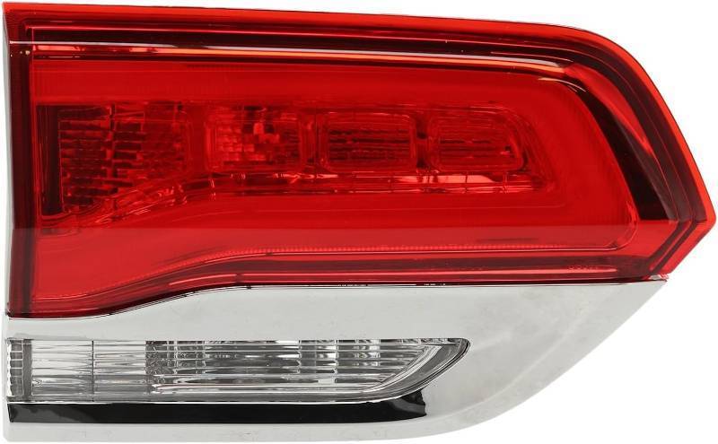 lot 242116 image: Taillight Assembly with Bulbs for 2014 2015 2016 2017 2018 2019 2020 Jeep Grand Cherokee (WK2) Replacement Tail Lamps Housing Accessory with Chrome Trim Red Lens OE Style Left Driver Inner Side (LH)
